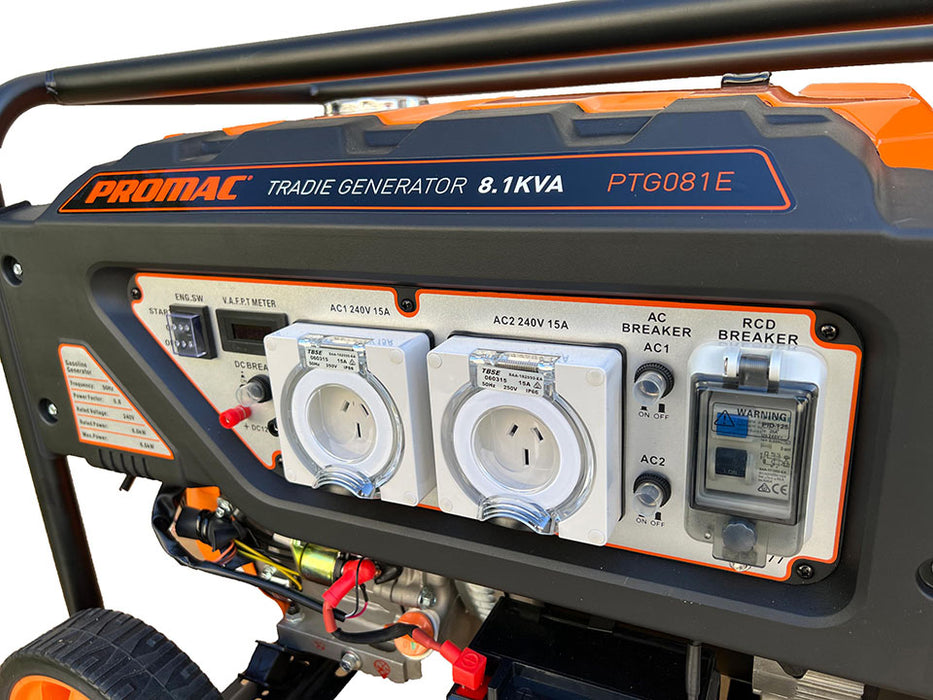 Promac 8.1kva Electric Start Tradie Generator with 420cc Engine PTG081E