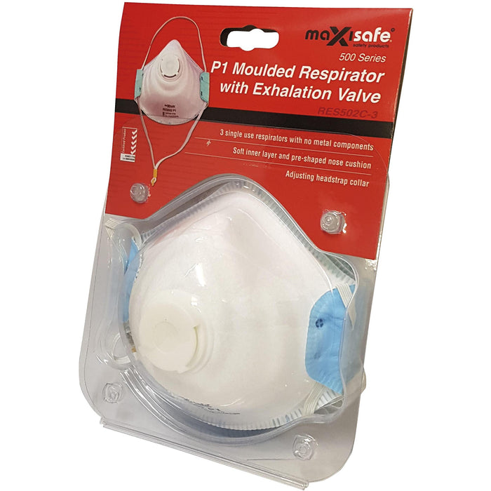 Maxisafe P1 Respirator with Pack of 3 Valve RES502C-3