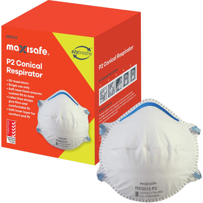 Maxisafe P2 Conical Respirator RES513 20x Pack