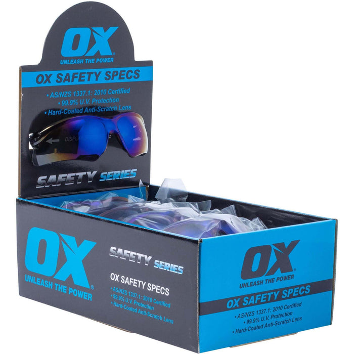 OX Blue Mirrored Safety Specs