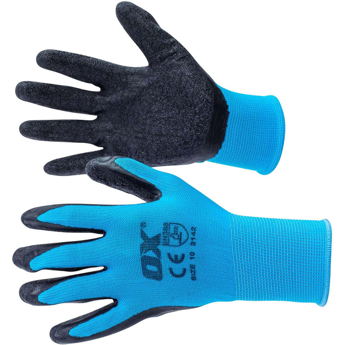 OX Polyester Lined Latex Glove - Pair