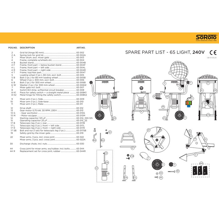 SoRoTo 200L Screed Mortar Cement Mixer Made in Denmark