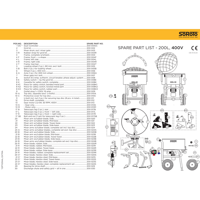 SoRoTo 200L Screed Mortar Cement Mixer Made in Denmark