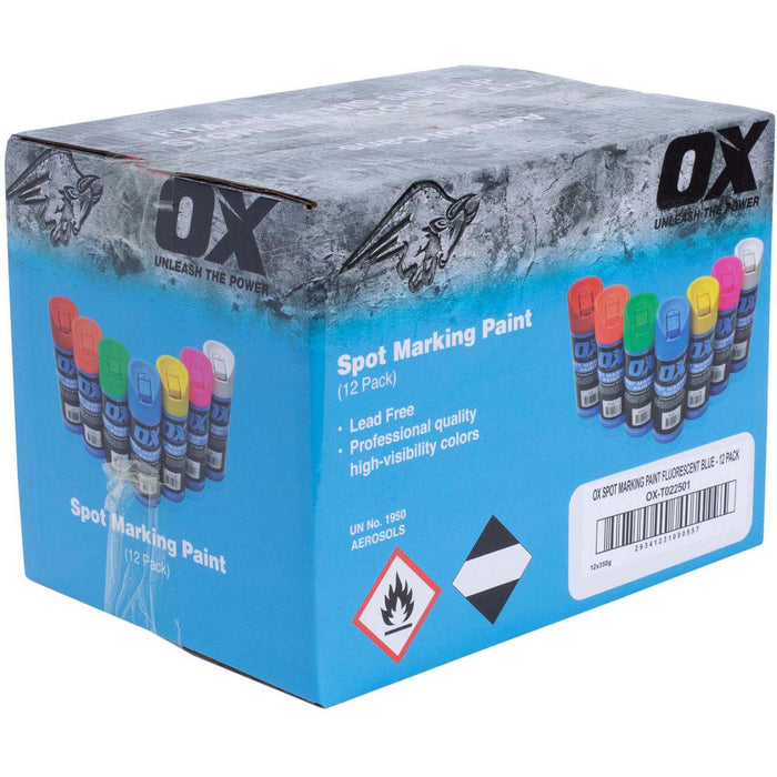 OX Trade Fluro Spot Marking Paint, 12pk