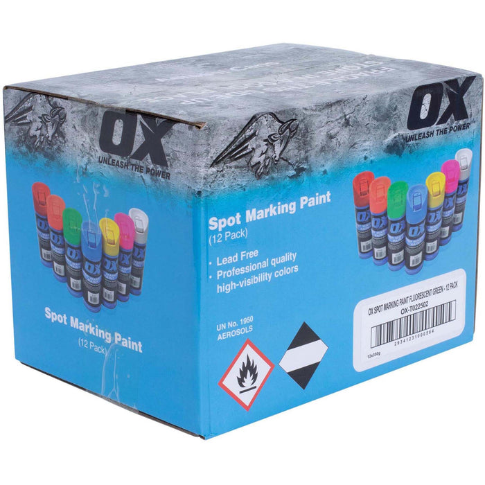 OX Trade Fluro Spot Marking Paint, 12pk