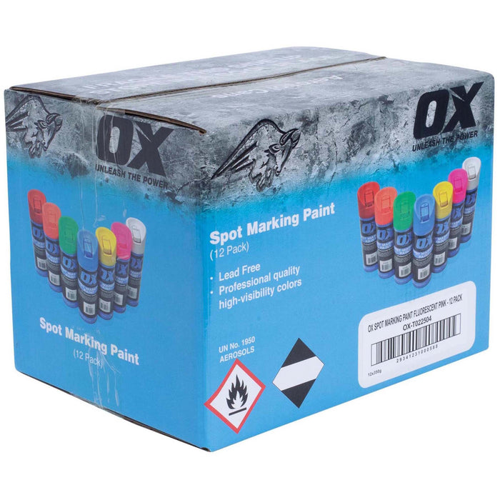 OX Trade Fluro Spot Marking Paint, 12pk