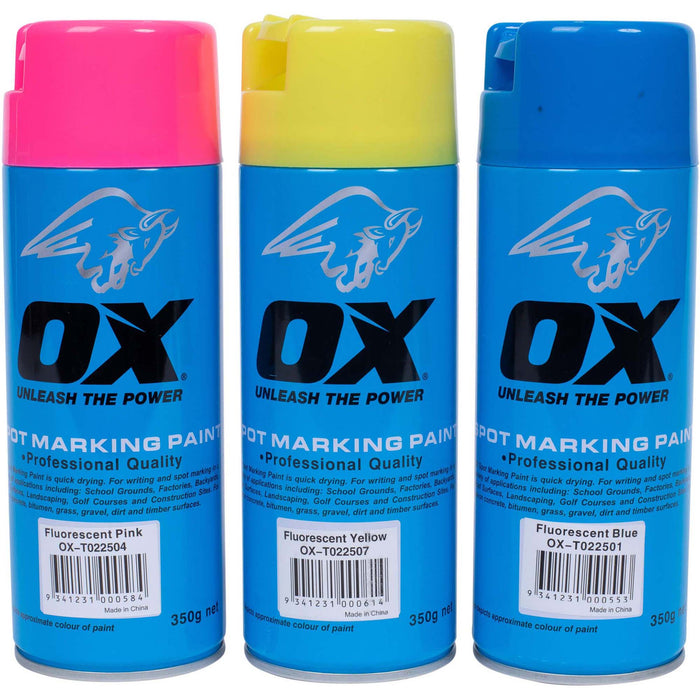 OX Trade Fluro Spot Marking Paint, 12pk