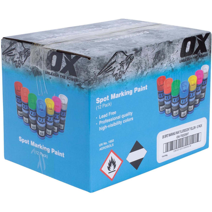 OX Trade Fluro Spot Marking Paint, 12pk