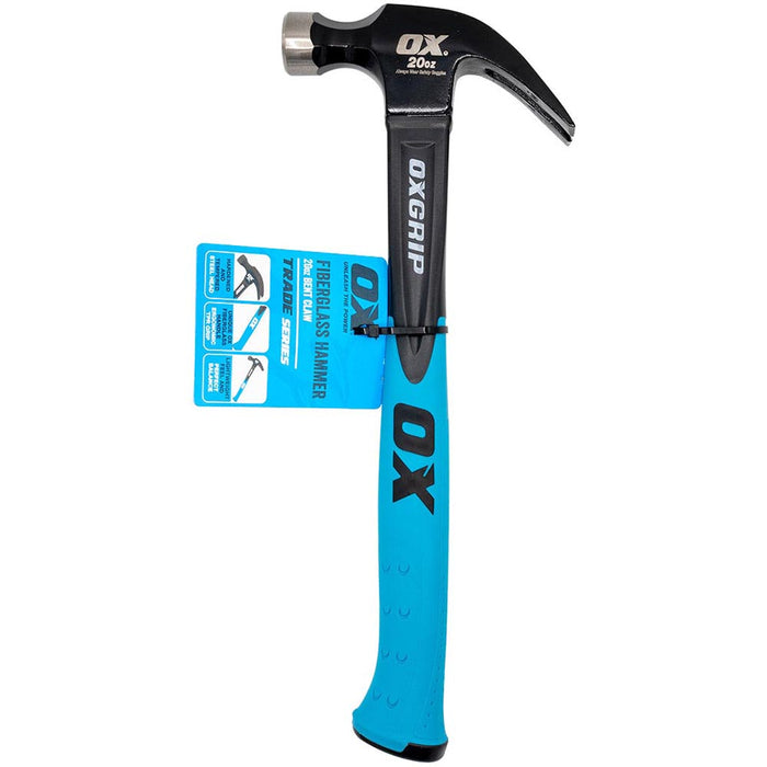 OX Tools Trade 20oz / 560g Fiberglass Handle Claw Hammer OX-T081220