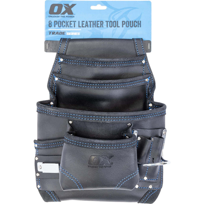 OX Trade Black Leather 10 Pocket Tool Pouch OX-T265603