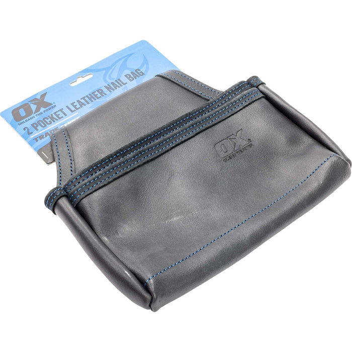 OX Trade Black Leather 2 Pocket Nail Bag OX-T265604