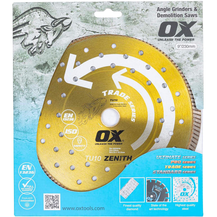 OX Trade 9" Turbo Universal and Hard Diamond Blade OX-TU10-9