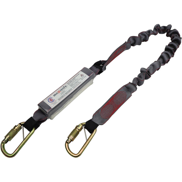 Maxisafe Heavy Duty 2m Single Elasticated Lanyard Triple Action Karabiners ZABM-TEH