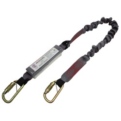 Maxisafe Heavy Duty 2m Single Elasticated Lanyard Triple Action Karabiners ZABM-TEH